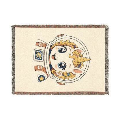 Little Astronaut Nova Unicorn 100% Cotton Woven Throw Blanket Original Artwork Heirloom Keepsake Unicorns4everyone