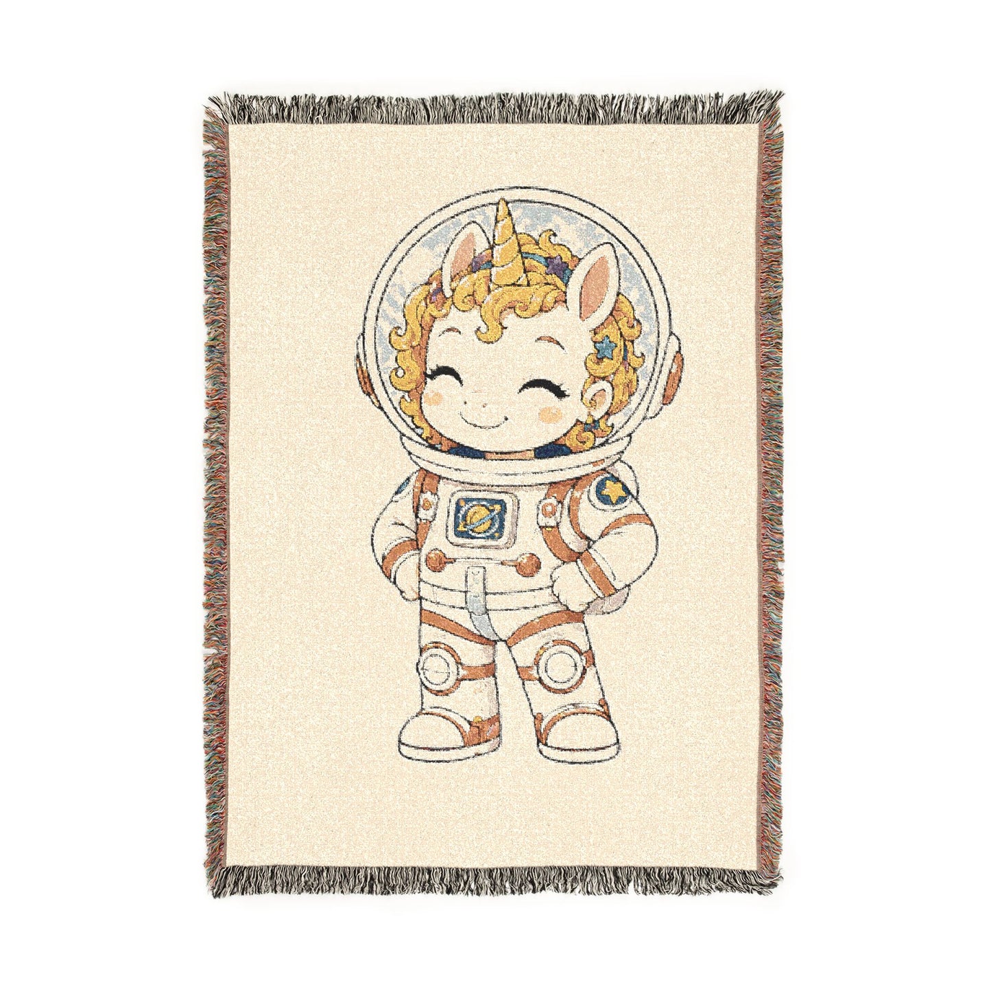 Astronaut Nova and the Unicorn Universe 100% Cotton Woven Throw Blanket Original Artwork Heirloom Keepsake Unicorns4everyone