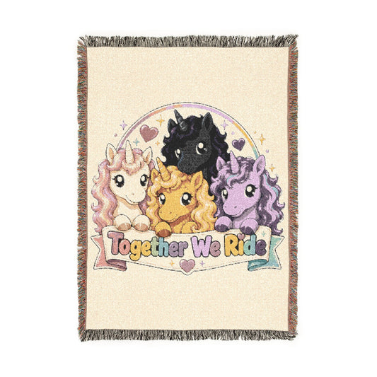 Together we Ride Unicorns4everyone Girls Throw Blanket — Celebrate your heritage Unicorns4everyone Woven Fringe Blanket