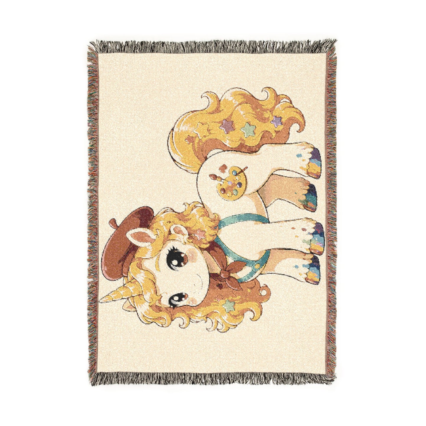 Poppy the Painting Unicorn 100% Cotton Woven Throw Blanket Original Artwork Heirloom Keepsake Unicorns4everyone