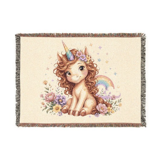 Curly Rainbow Dreams  Unicorns4everyone Throw Blanket — celebrate your heritage Unicorn Woven Fringe Blanket