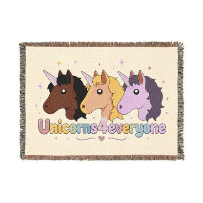 Beyond the Last Unicorn Throw Blanket — Cute Black Unicorn4everyone Woven Fringe Blanket