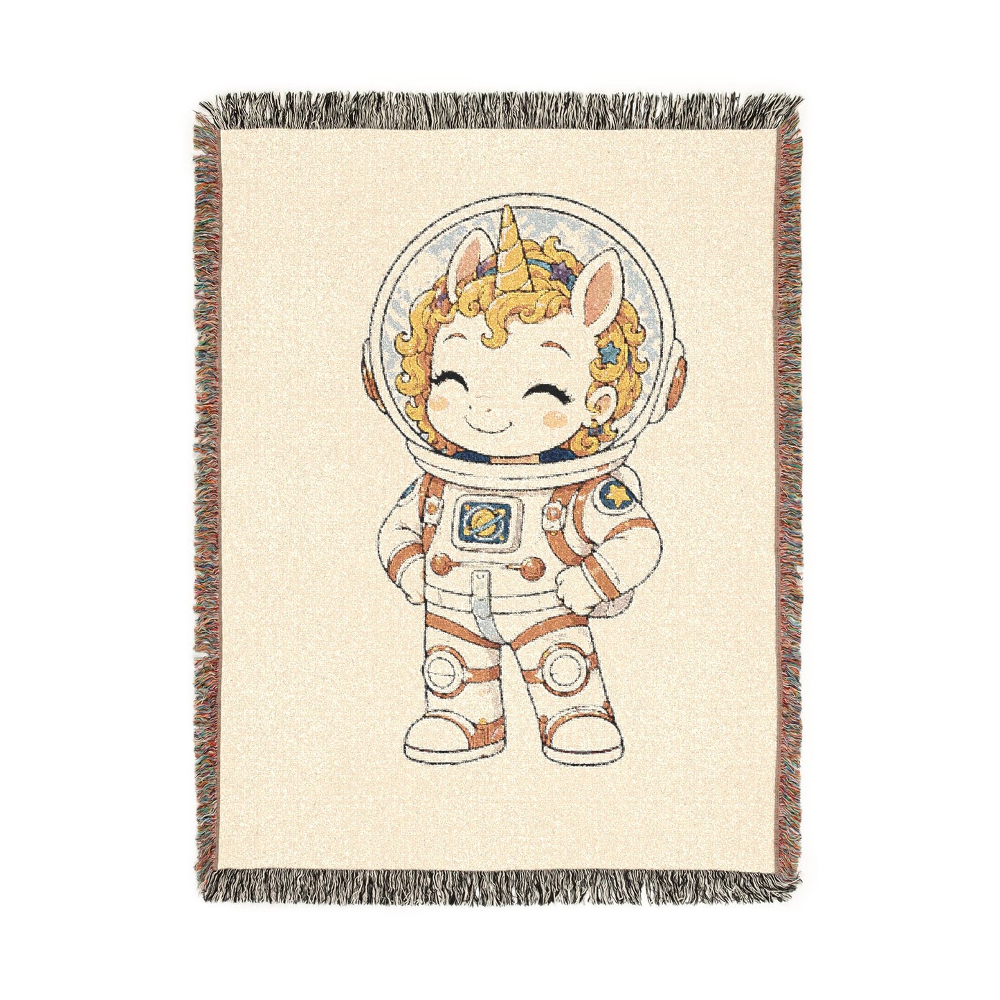 Astronaut Nova and the Unicorn Universe 100% Cotton Woven Throw Blanket Original Artwork Heirloom Keepsake Unicorns4everyone