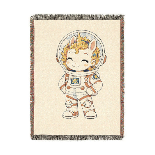 Astronaut Nova and the Unicorn Universe 100% Cotton Woven Throw Blanket Original Artwork Heirloom Keepsake Unicorns4everyone