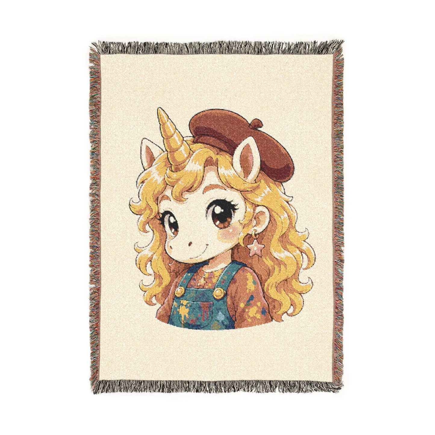 Little Painting Poppy 100% Cotton Woven Throw Blanket Original Artwork Heirloom Keepsake Unicorns4everyone