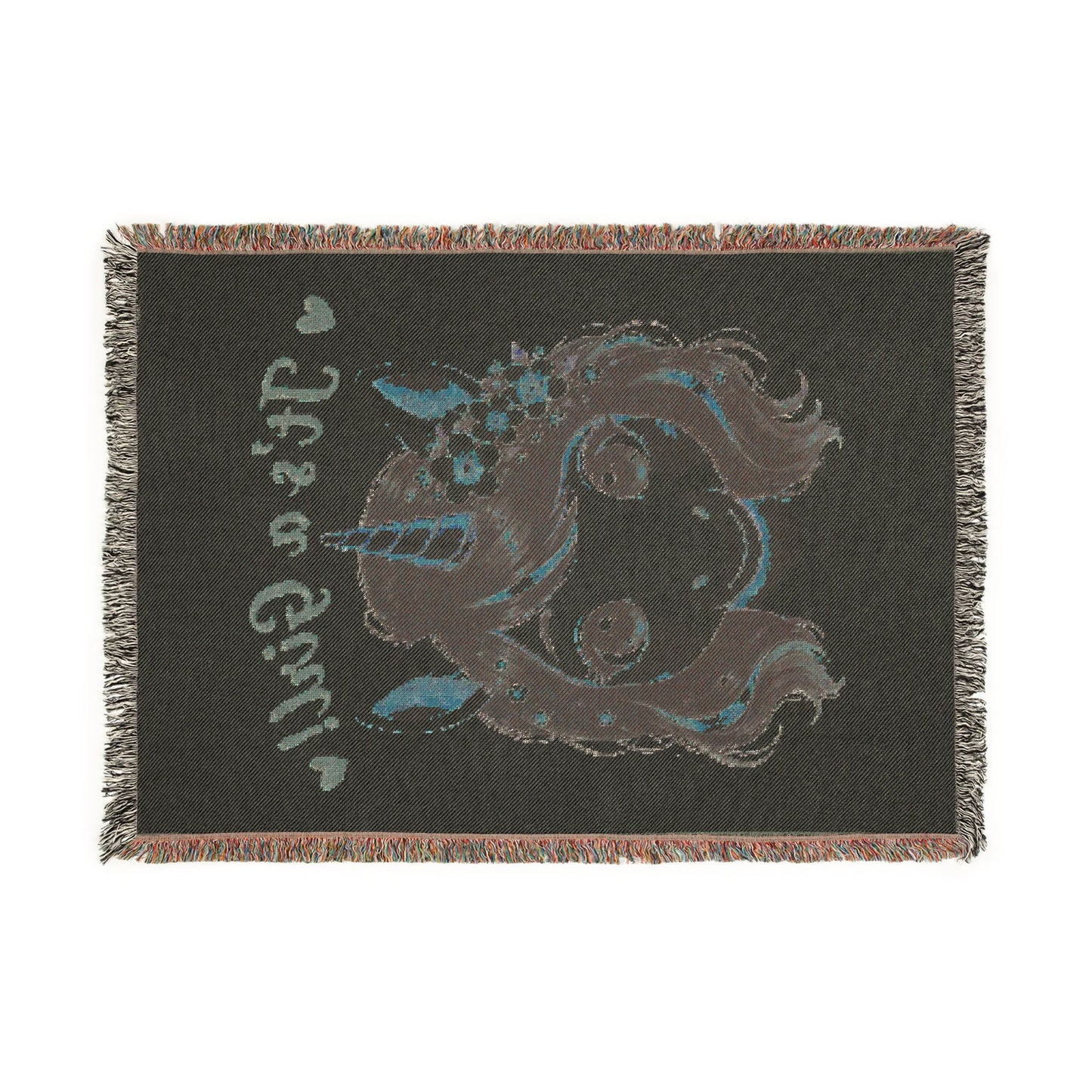 It is a girl Blossom Belle Unicorn 100% Cotton Woven Throw Blanket Original Artwork Heirloom Keepsake Fringe unicorns4everyone