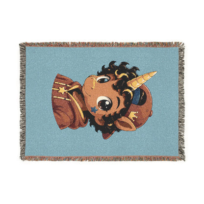 Little Rockstar Jett 100% Cotton Woven Throw Blanket Original Artwork Heirloom Keepsake Unicorns4everyone