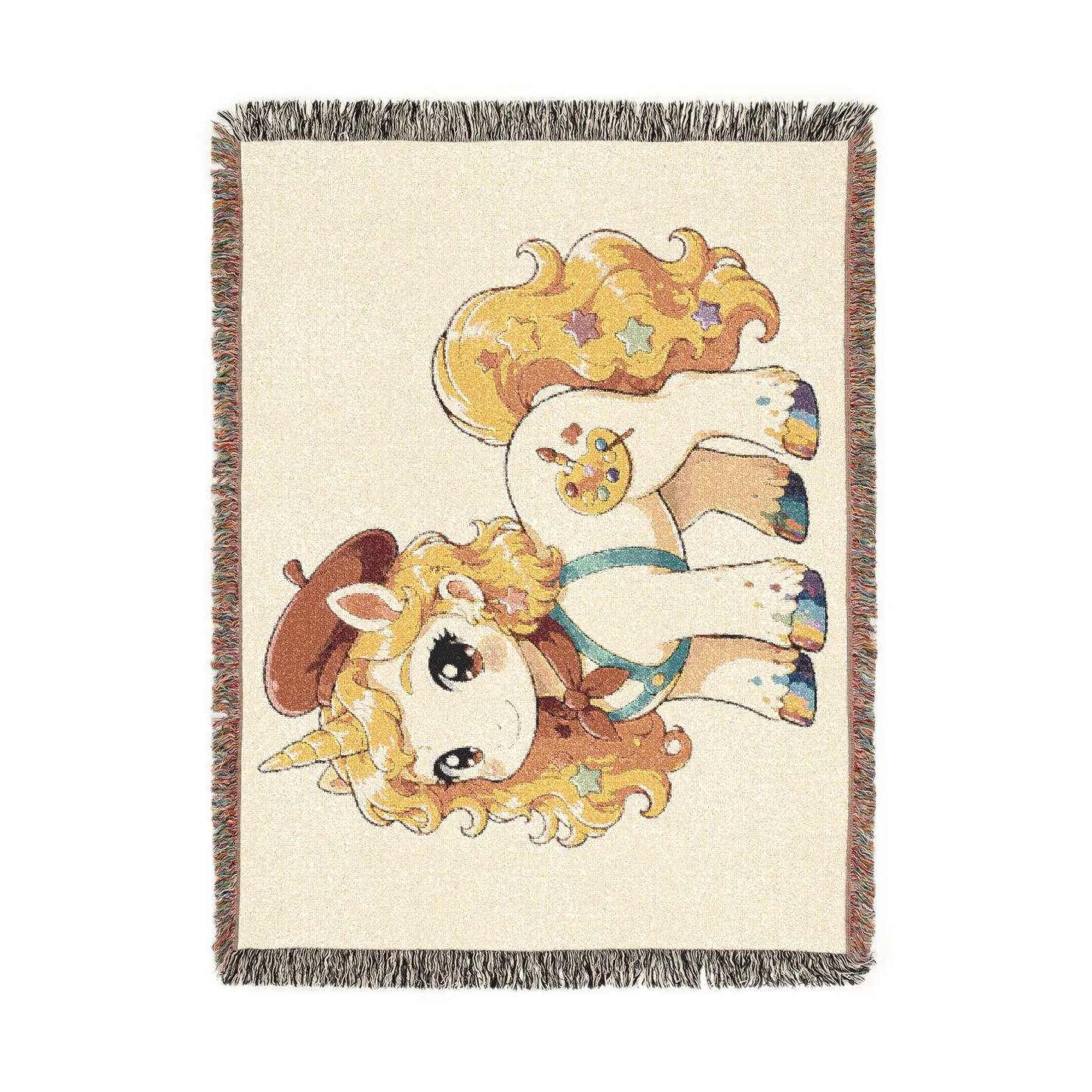 Poppy the Painting Unicorn 100% Cotton Woven Throw Blanket Original Artwork Heirloom Keepsake Unicorns4everyone